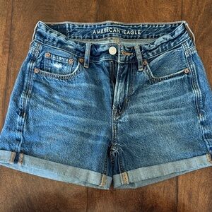 American Eagle Outfitters Blue Denim Cuffed Women's Shorts